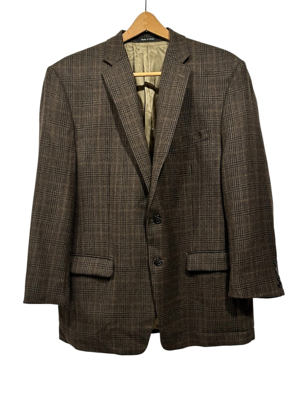 Ralph Lauren Wool Glen Plaid Blazer Dark Academia Grandpacore Brown Preppy 43R